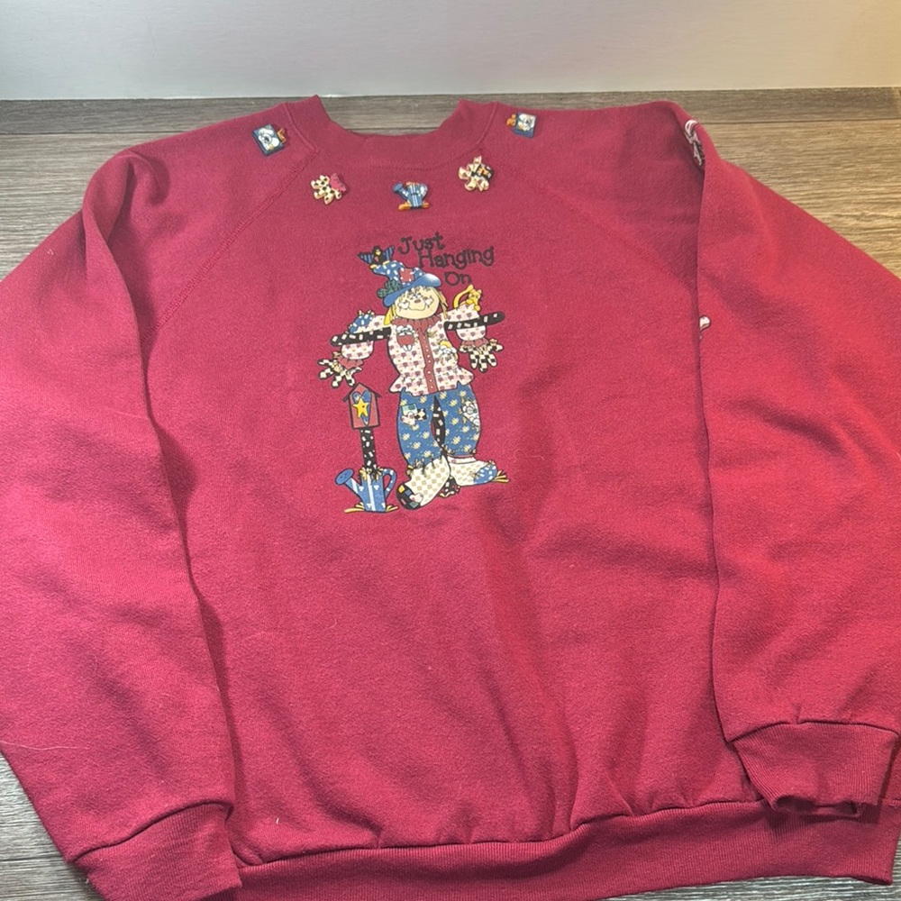 Vintage Tultex Red Sweater with fall designs